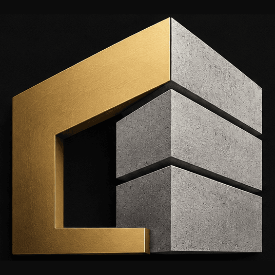 3D logo tvrtke UGAONI KAMEN — zlatni ugaoni kamen